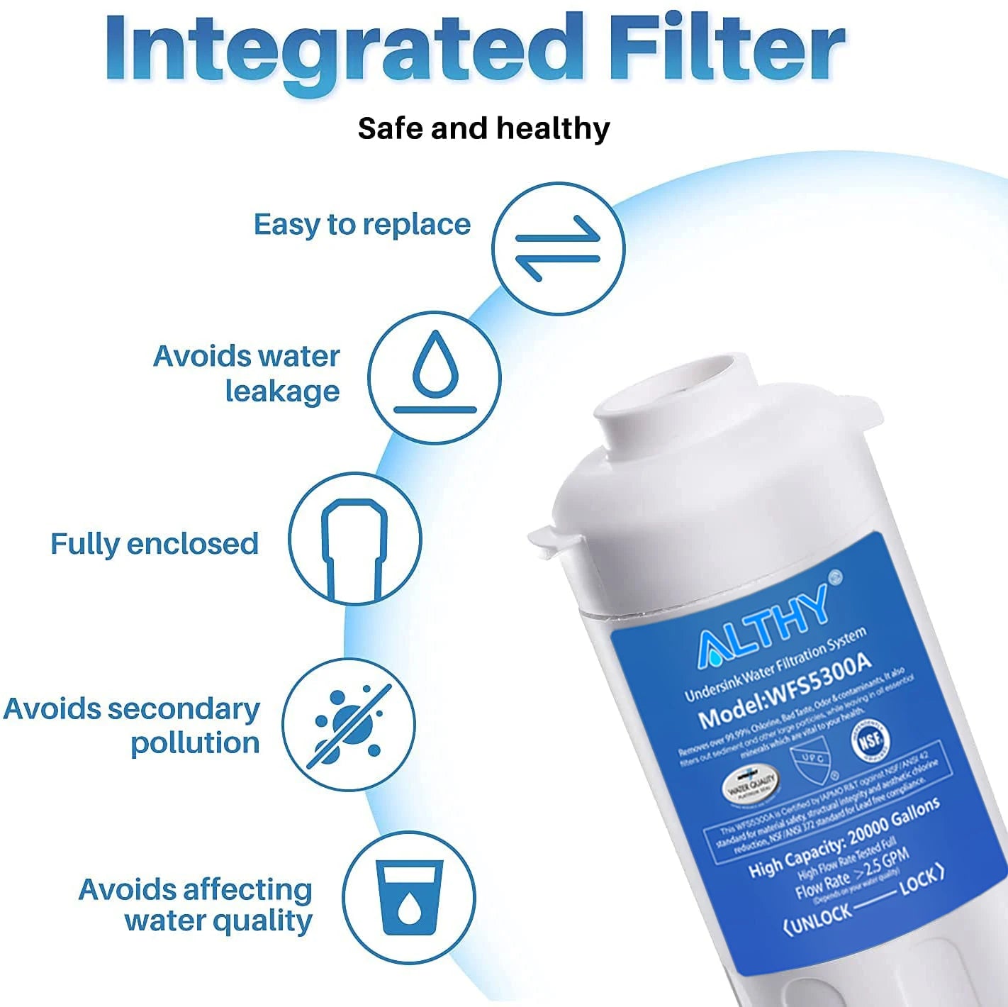 under Sink Drinking Water Filter Purifier -NSF/ANSI Certified Direct Connect under Counter Drink Water Filtration System