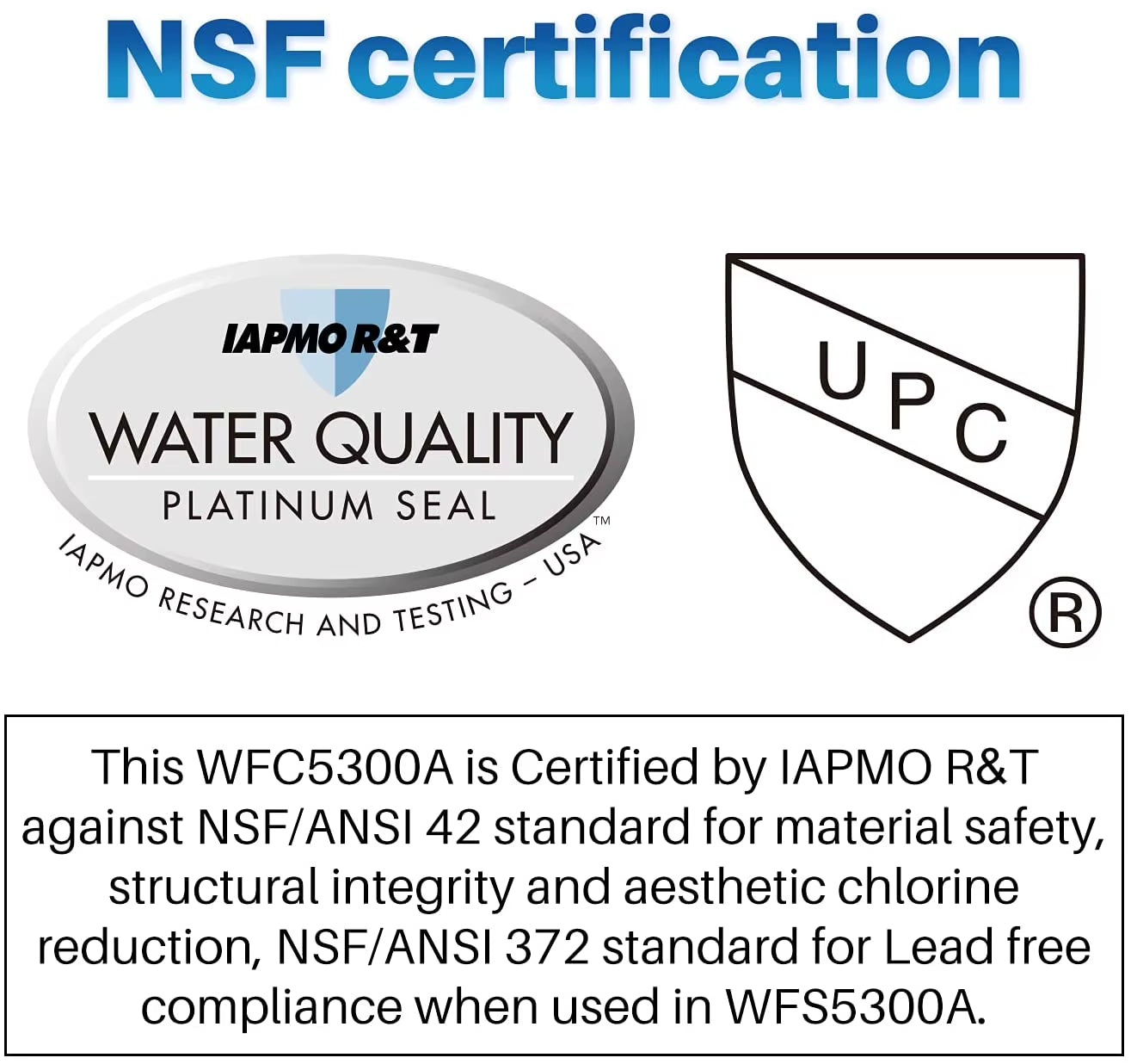 Replacement Water Filter for  WFS5300A under Sink Drinking Direct Connect under Counter Drink Water Filtration System