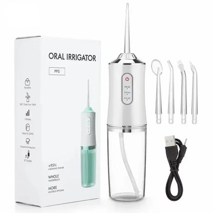 Portable Water Floss Rechargeable Oral Irrigator 220ML Electric Tooth Cleaning Device 3 Modes 4 Nozzles Waterproof Lrrigator