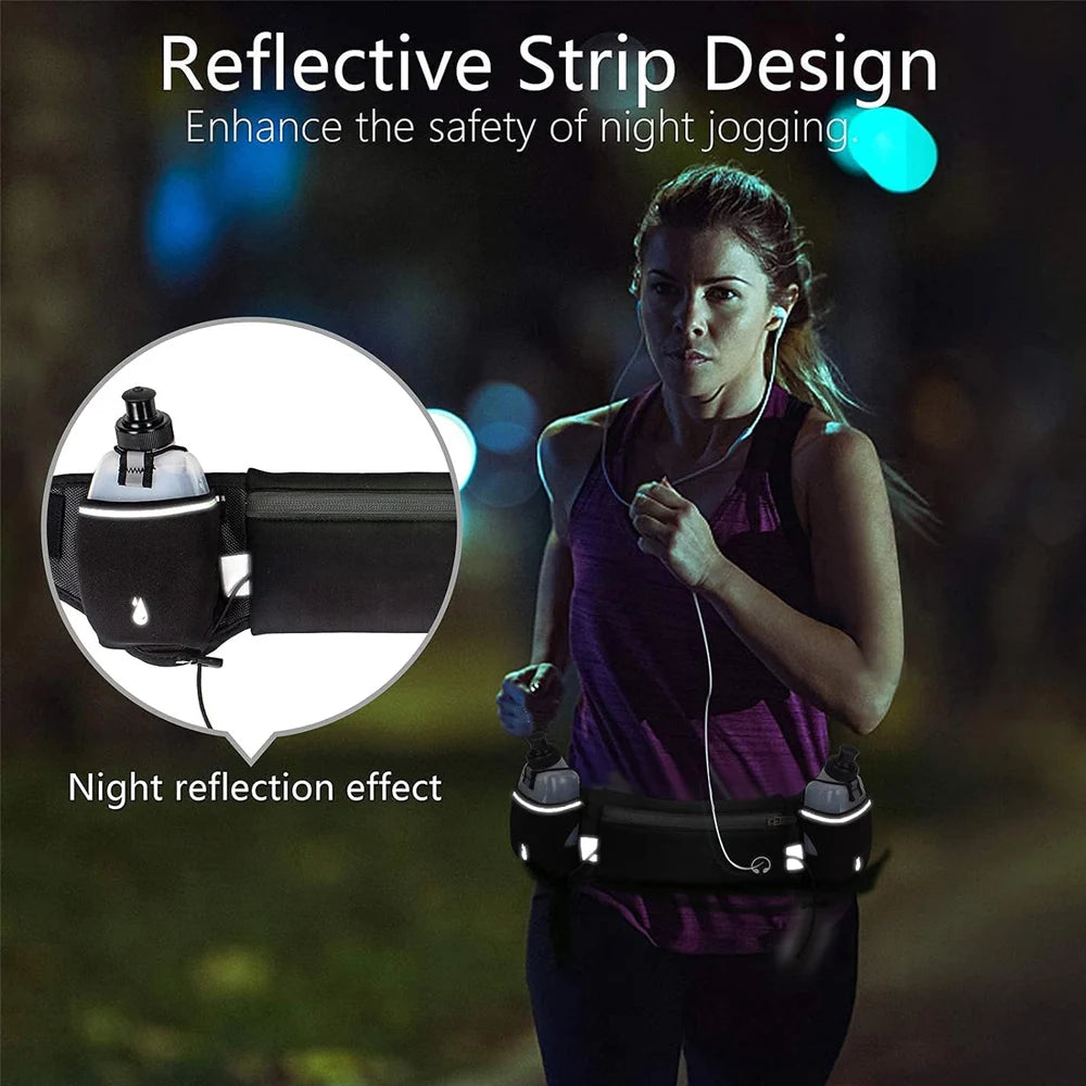 1Pcs Hydration Running Belt with Water Bottles for Men & Women – Running Water Bottles, Water Resistant Pouch Fits All Phones
