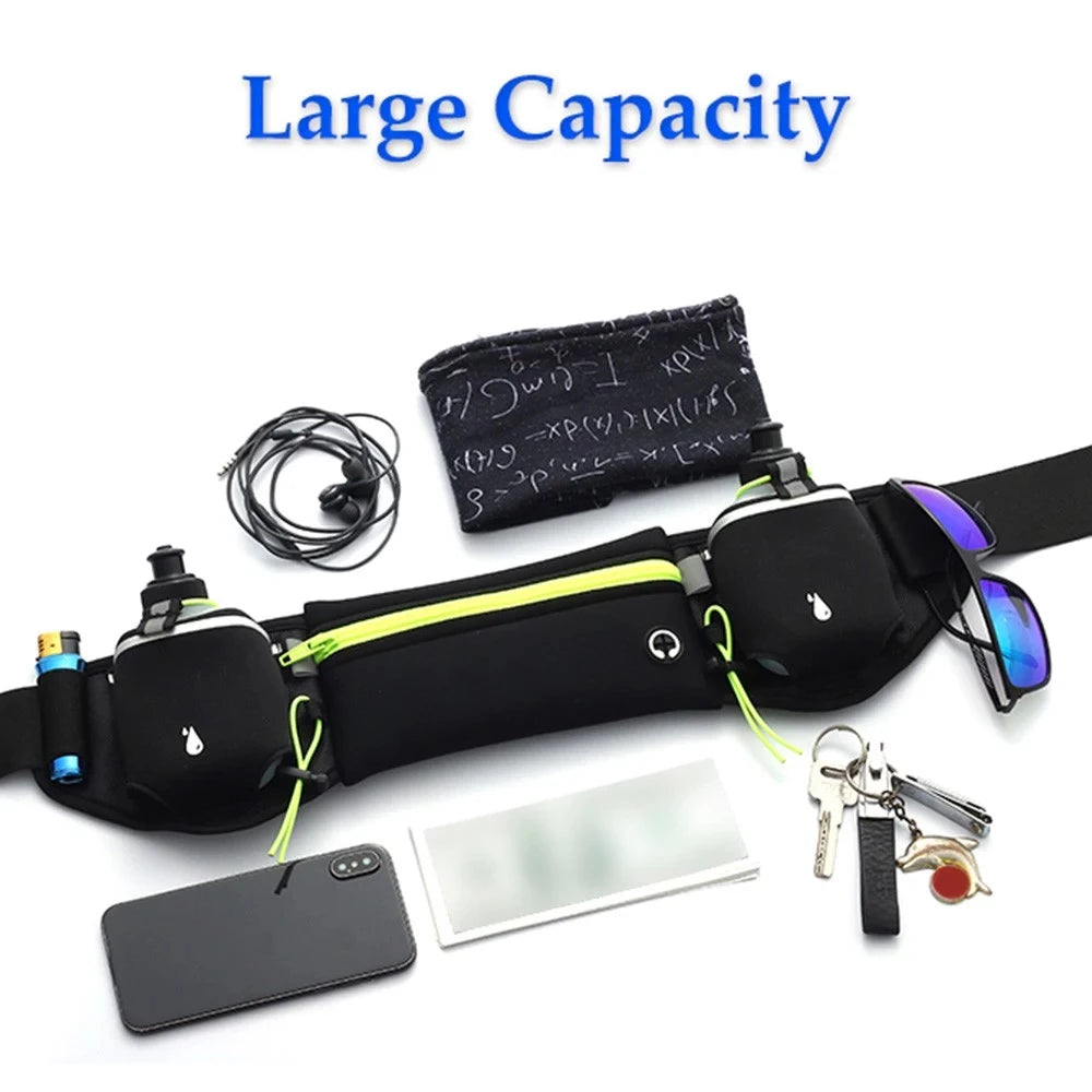 1Pcs Hydration Running Belt with Water Bottles for Men & Women – Running Water Bottles, Water Resistant Pouch Fits All Phones