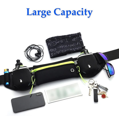 1Pcs Hydration Running Belt with Water Bottles for Men & Women – Running Water Bottles, Water Resistant Pouch Fits All Phones