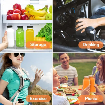 STARSIDE 16 Oz Glass Juice Bottles with Lids6 Pack Reusable Glass Drink Bottles 480Ml Water Bottles for Milk Juicing Kombucha G