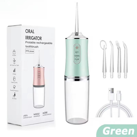 Portable Water Floss Rechargeable Oral Irrigator 220ML Electric Tooth Cleaning Device 3 Modes 4 Nozzles Waterproof Lrrigator