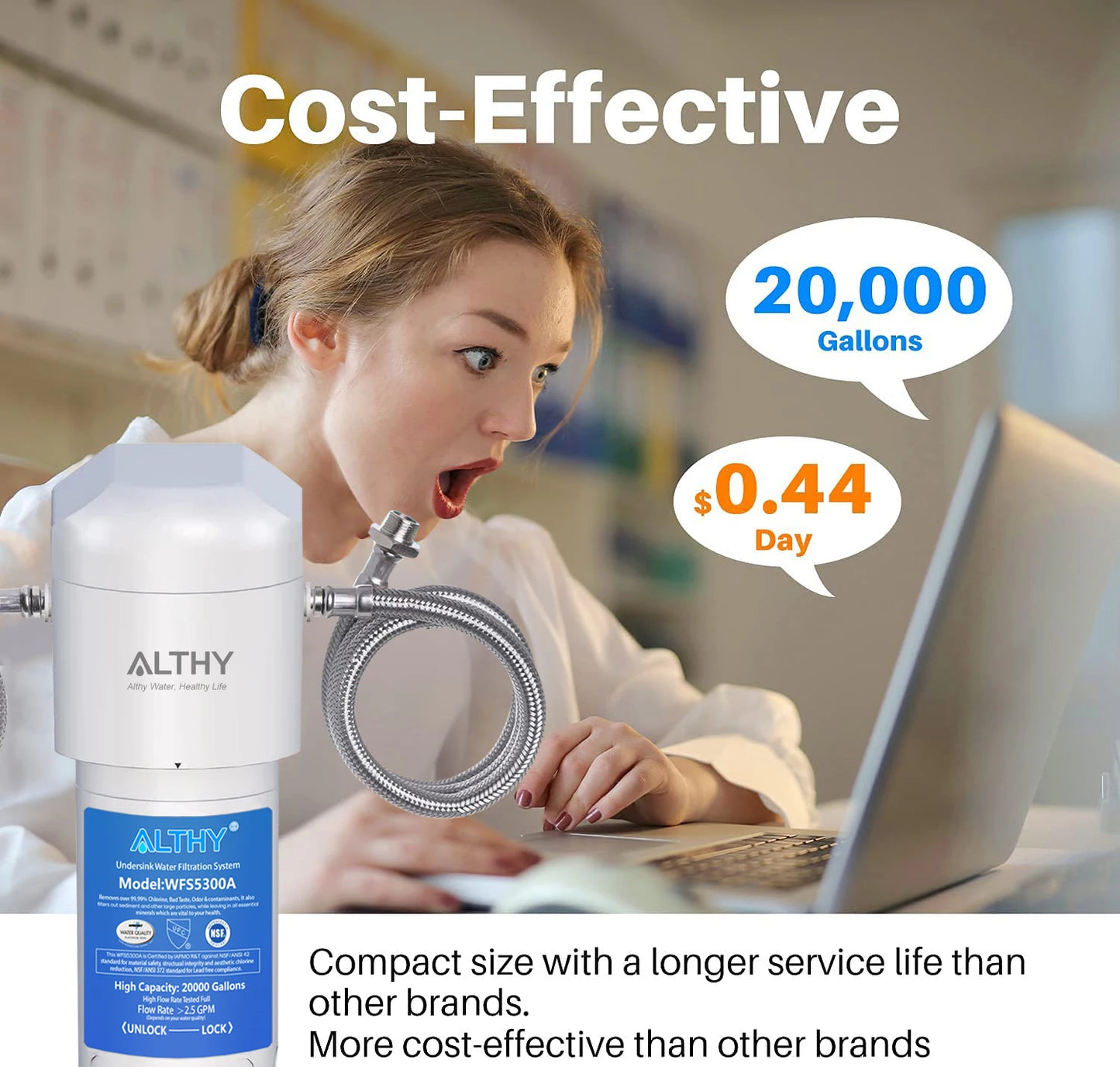 under Sink Drinking Water Filter Purifier -NSF/ANSI Certified Direct Connect under Counter Drink Water Filtration System